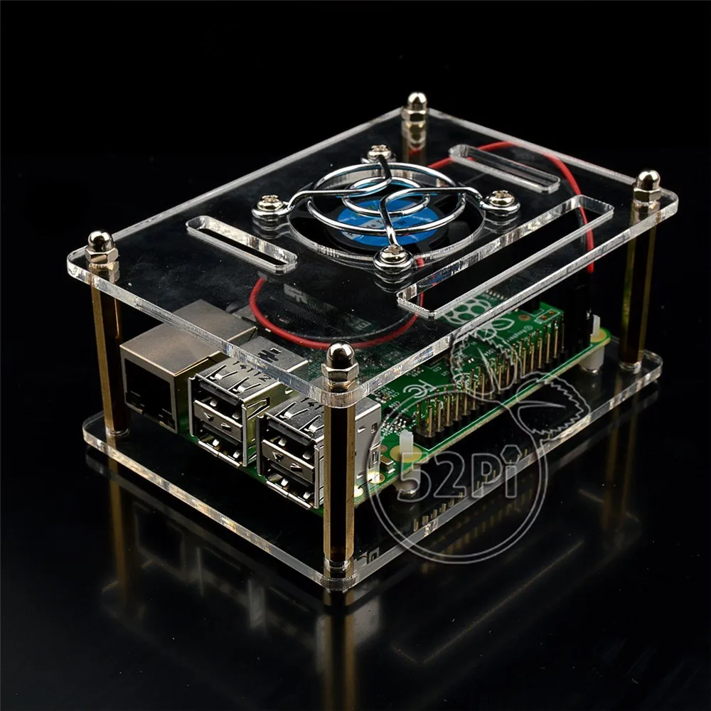 4 in 1 Kit With Raspberry Pi 3 Model B + Transparent Acrylic Case Enclosure External Cooling Fan Copper Heatsinks | Компьютеры и офис