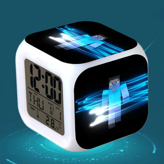 13 Cartoon Children Alarm Clock wake up light Digital Alarm Clock Kids Toys LED Clock Color Changing table reveil wekker - Цвет: 13