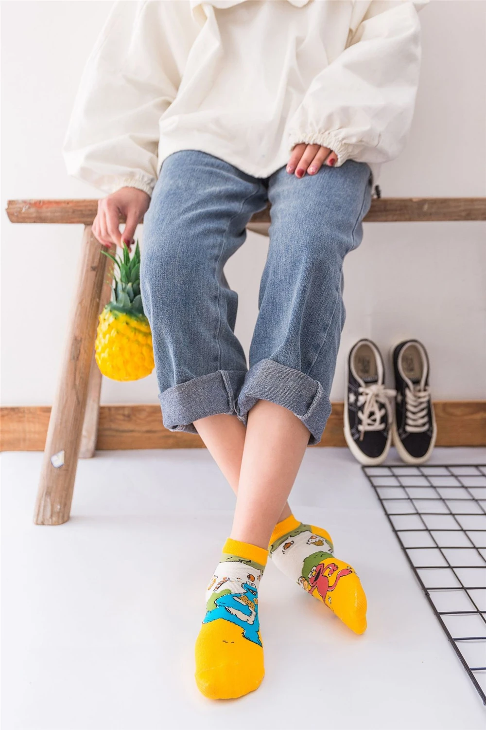 Harakuju women cute cartoon individuality short socks unisex funny hipster Christmas Halloween gift socks