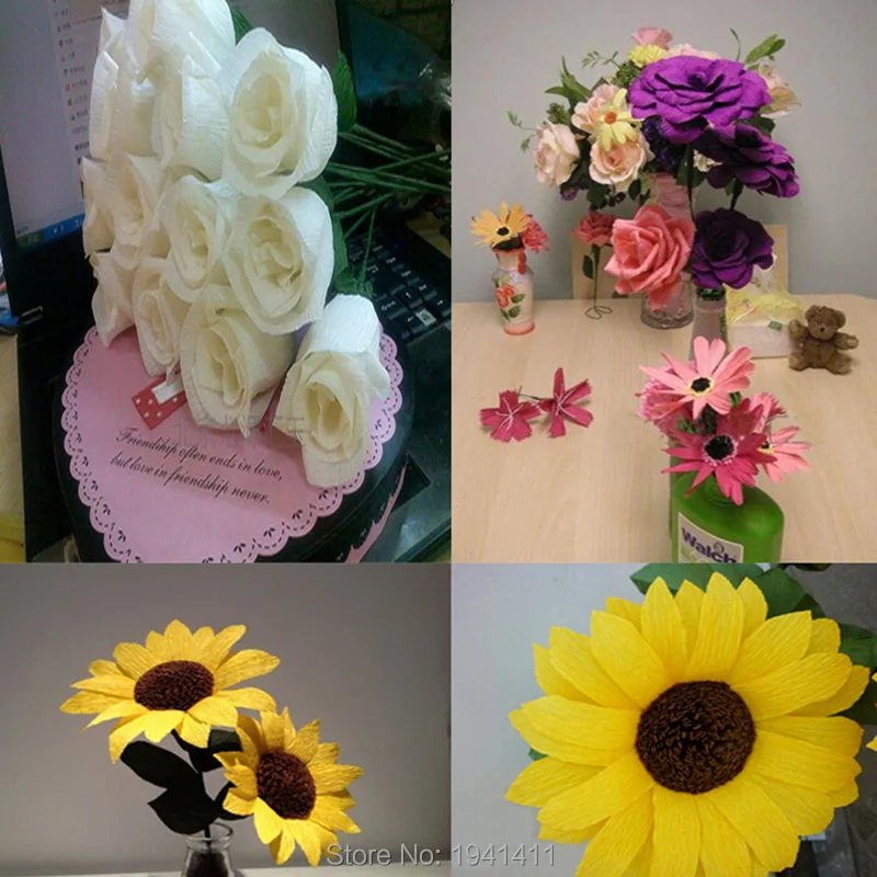

5pcs/lot 250*50cm/Roll DIY Flower/ Gift Decoration Wrapping Packing Crepe Papers, Handmade diy Materials of Crinkled Paper