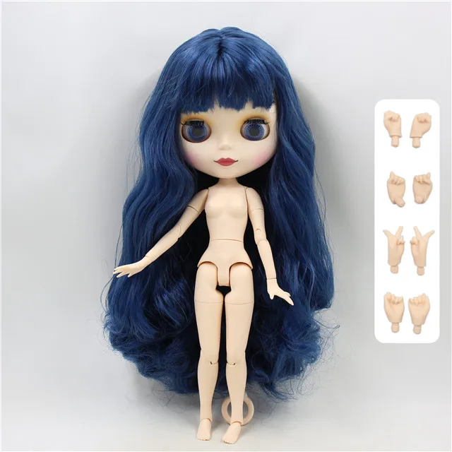 doll with hand B Заводская шарнирная кукла blyth 280BL6221 с челкой/бахромой матовое лицо соединение тела Длинные Голубые волосы белая кожа 1/6 30 см - Цвет: doll with hand B
