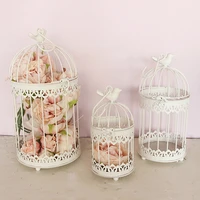 modern iron wrought metal birdcage white small middle sets large bird cage decoration hanging flowerpot succulent plants