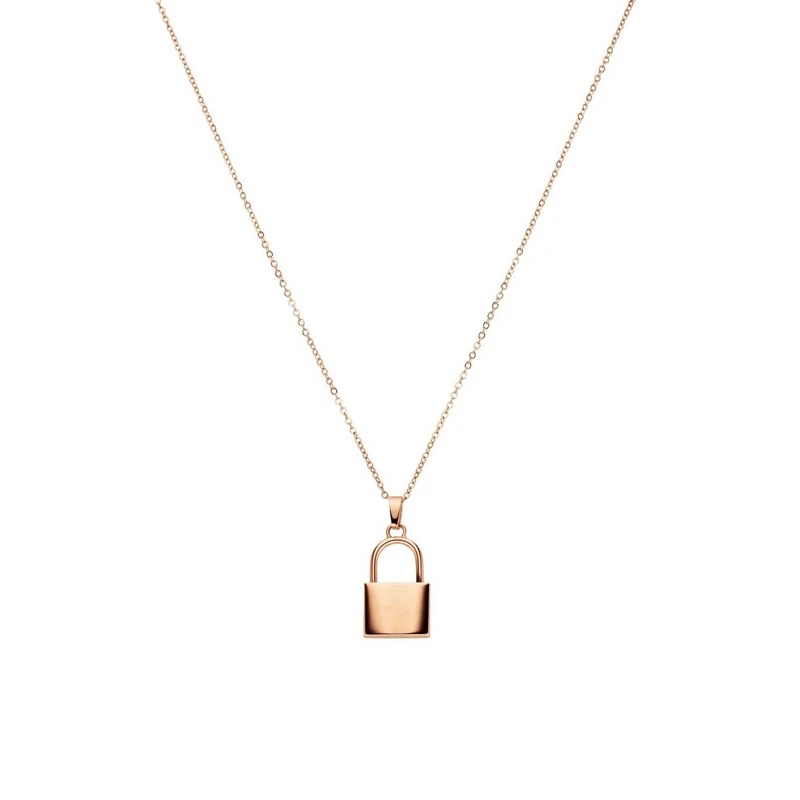 rose gold Mavis Hare нержавеющая сталь 1,5*1 см висячий замок ожерелье с 46 см звено цепи это в буквальном порядке все, что вам нужно этой весной - Окраска металла: rose gold