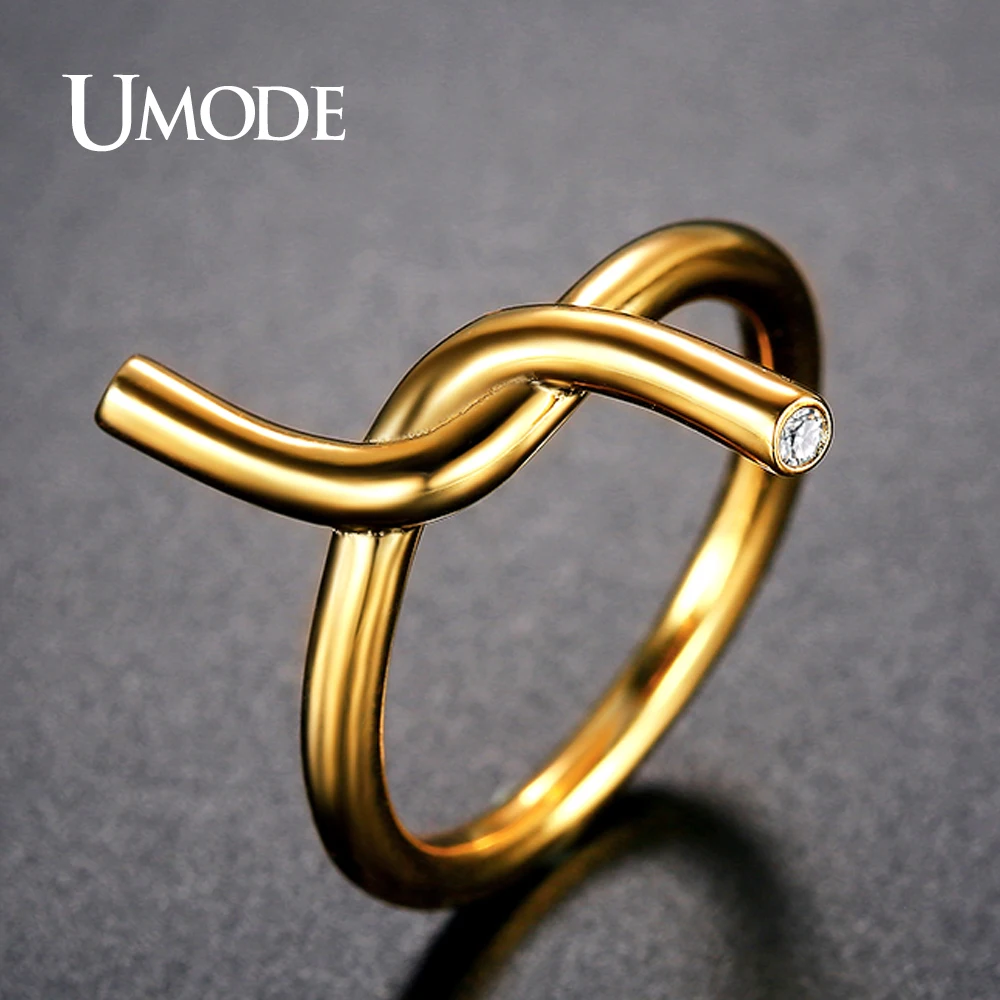 UMODE золото крест линия Стерлинговое Серебро 925 пробы кольца для женщин Мода кубический цирконий Femme ювелирные изделия Аксессуары для девочек ULR0445
