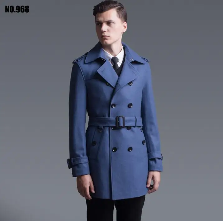 

Black blue casual double breasted overcoat mens cashmere coat casaco masculino inverno erkek mont sobretudo long-sleeve england