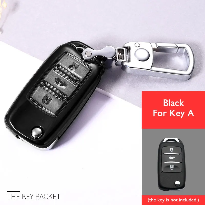 Key A- Black ТПУ чехол для ключей для Changan eado CS35 CS75 Raeton CS15 V3 V5 V7 дистанционный чехол для ключа чехол сумка для ключей авто аксессуары - Название цвета: Key A- Black