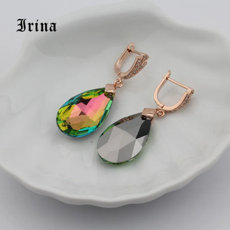 Irina новые длинные серьги для женщин модные вечерние ювелирные изделия 585 розовое золото цвет капли воды натуральные модные циркониевые серьги ювелирные изделия