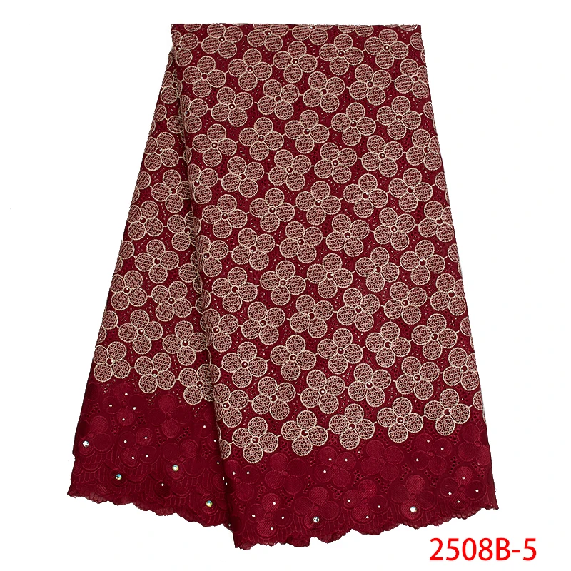 Высококачественная швейцарская вуаль кружевная хлопковая ткань с камнями 2019