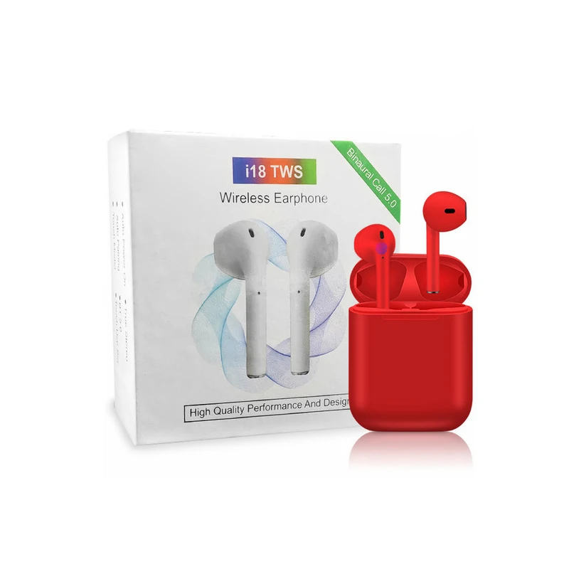 Red Youbina i18 pop-up TWS Earphpnes Touch mini Bluetooth 5,0 беспроводные наушники 1:1 для iPhone Android наушники - Цвет: Red