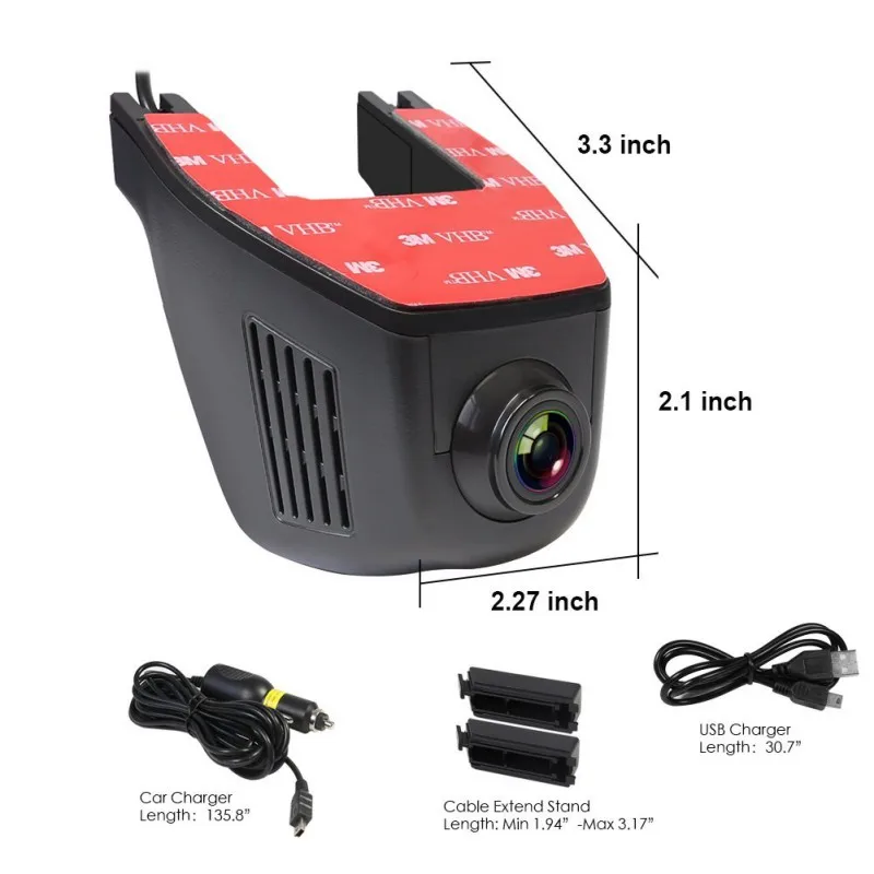 Автомобильный видеорегистратор Full HD 1080P WIFI приложение ночное видение запись