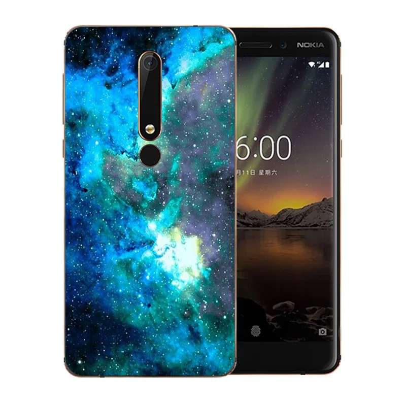 5 дюймов для Nokia 6 2018 чехол второго поколения 2th звездное небо узор мягкий силикон