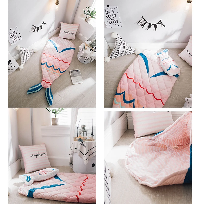 Спальный мешок для детей Акула астронавт Русалка конверт новорожденных Зимняя