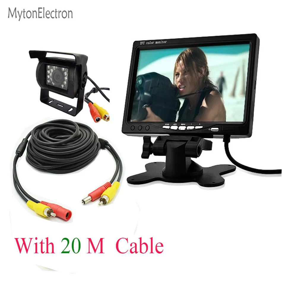 7 inch and 20m Cam A 10 м 15 м 20 м ночное видение парковочная резервная камера заднего вида/DVD/VCD+ 800*480 светодиодный экран 7 дюймов Автомобильный Автобус Грузовик 24 в монитор - Цвет: 7 inch and 20m Cam A