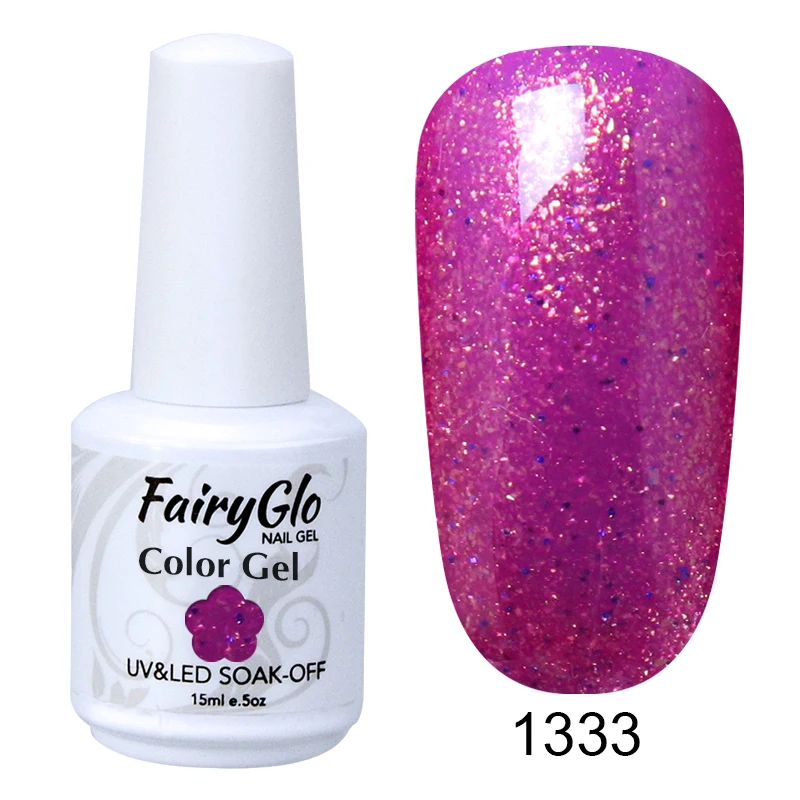 FairyGlo, 15 мл, гель для ногтей, чистый цвет, белая бутылка, замачивается, УФ-светодиодный, гибридный лак, Гель-лак, Гель-лак для ногтей, грунтовка, основа - Цвет: 1333