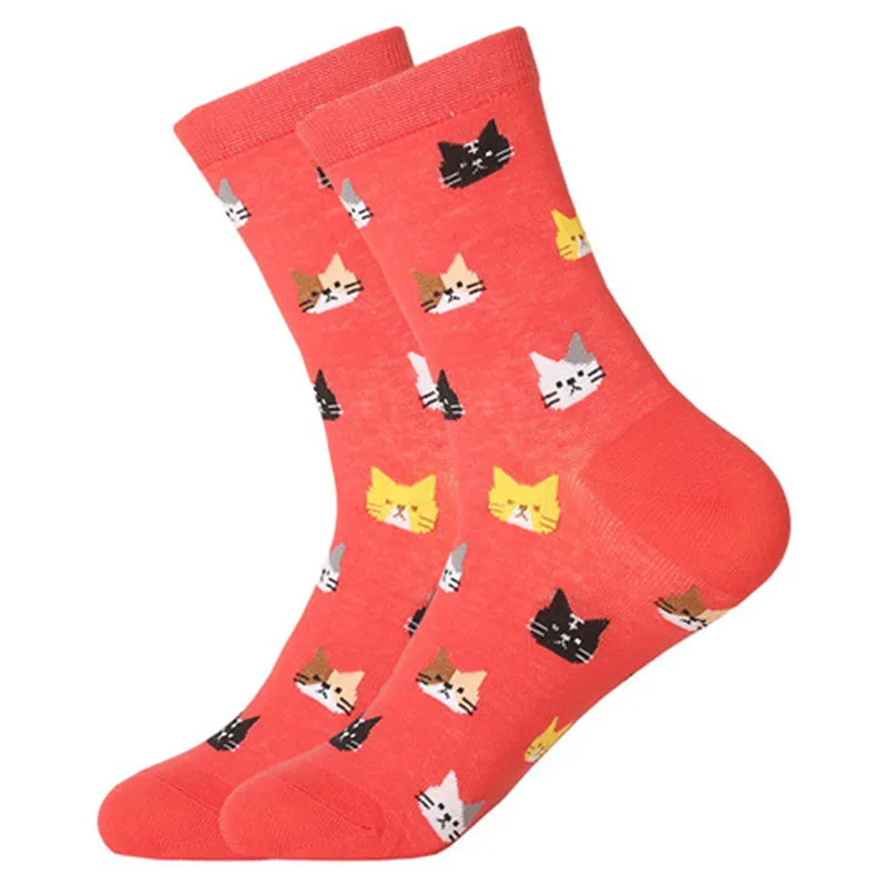 LETSBUY/женские короткие носки с животными из мультфильмов; носки до щиколотки с рисунком кота, собаки и фруктов для девушек; Повседневное платье