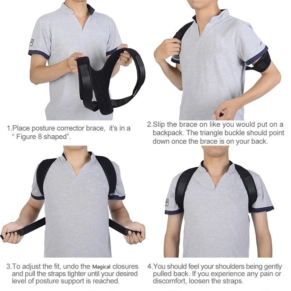 Черный ключицы Корректор осанки Поясничные бандажи плечевой ремень бинты корсет