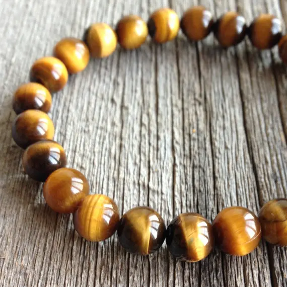 Hot Sell Natural Tiger Eye Stone Beaded Charms Bracelets Healing Strand Exquisite Jewelry Wholesale Price 8mm Beads | Украшения и