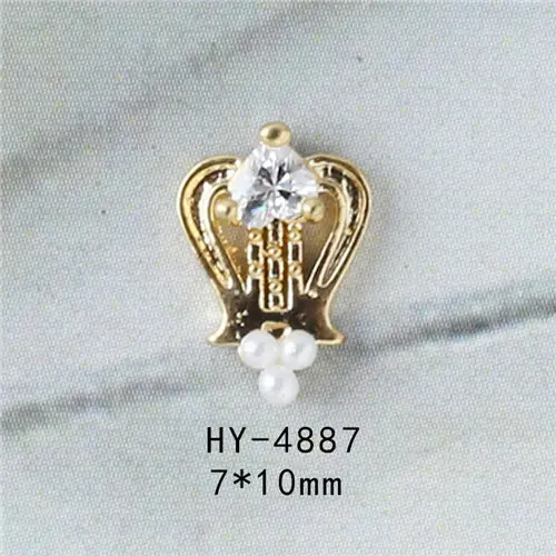 HY4887 5 шт., новинка, японские 3D крылья, украшения для ногтей, циркониевая цепочка, Жемчужины для украшения ногтей, подвеска, роскошный кристалл, металлические украшения ногтей, подвески для ногтей - Цвет: HY4887