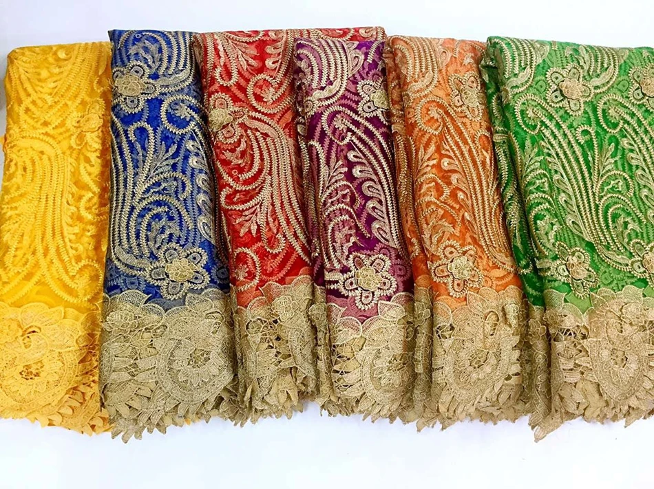 Горячая Распродажа желтая Водорастворимая сетка Африканский шнур кружево