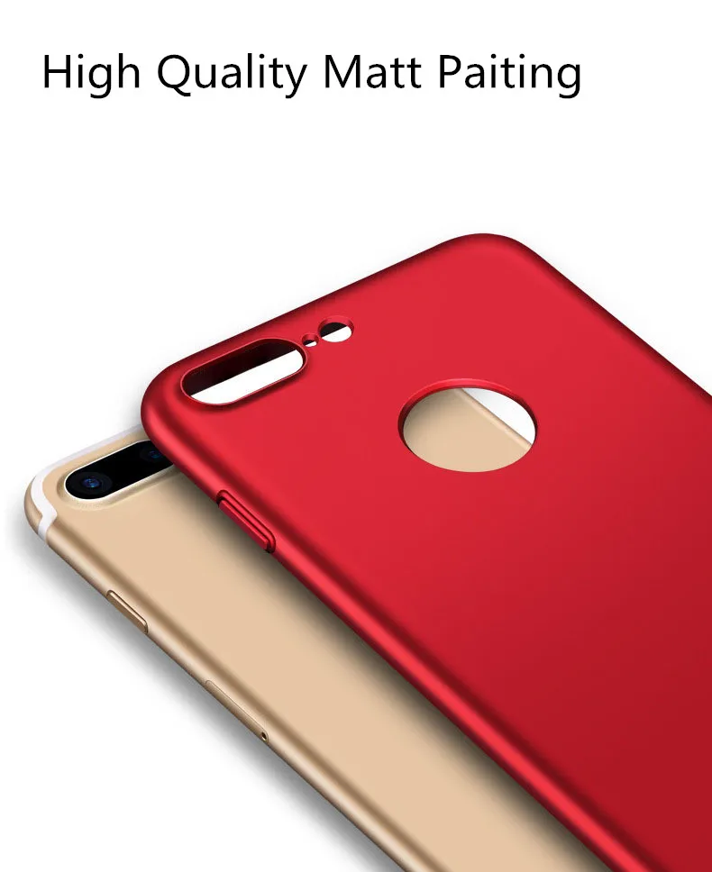 Матовый защитный чехол для телефона с защитной пленкой iPhone 5 5S 6 6s 7 8 Plus красный