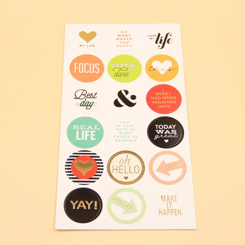KLJUYP 5 листов самоклеящиеся бумажные наклейки для скрапбукинга Happy