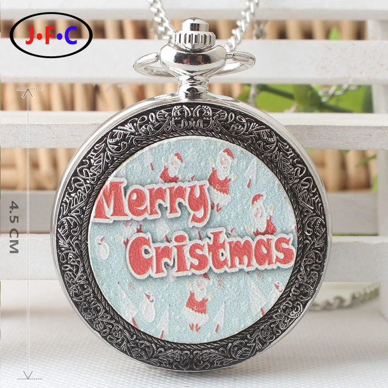 Европа новые Рождеством кварцевые карманные часы флип Рождественский подарок