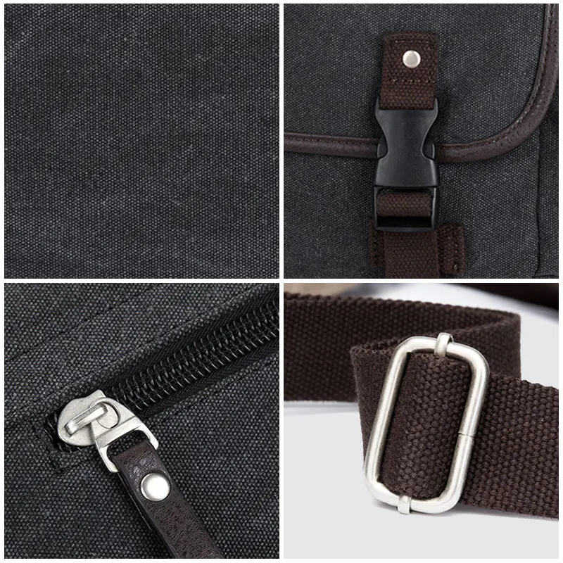 Vintage Men's Shoulder Bag Travel Crossbody Bags Causal Canvas Messenger Bag Patchwork Multi-function Laptop Handbag School Tote