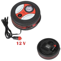 new round inflatable portable 12v tire inflator car air compressor pump auto 260psi 3 x nozzle adapter high quality