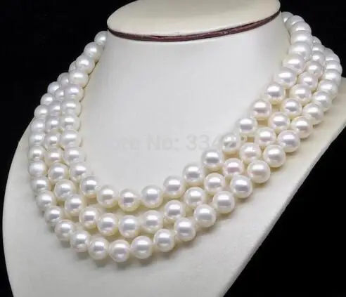 

Natural AAA + GRADE 7 - 8 MM White Pearl Necklace 60 "Long>>> women jewerly Free shipping