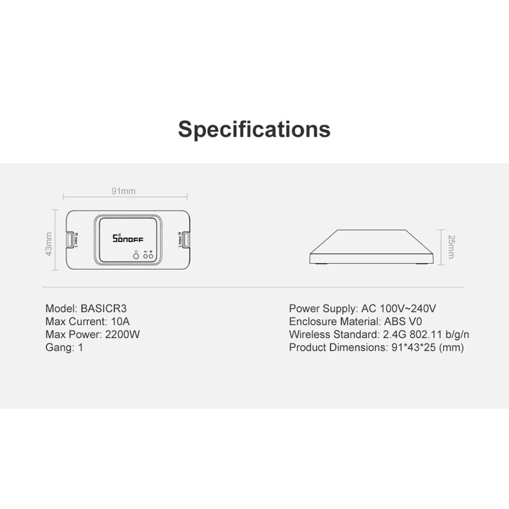 SONOFF BASIC R3 wifi DIY умный переключатель светильник таймер поддержка приложение/голос/LAN дистанционное управление mart ВКЛ/ВЫКЛ