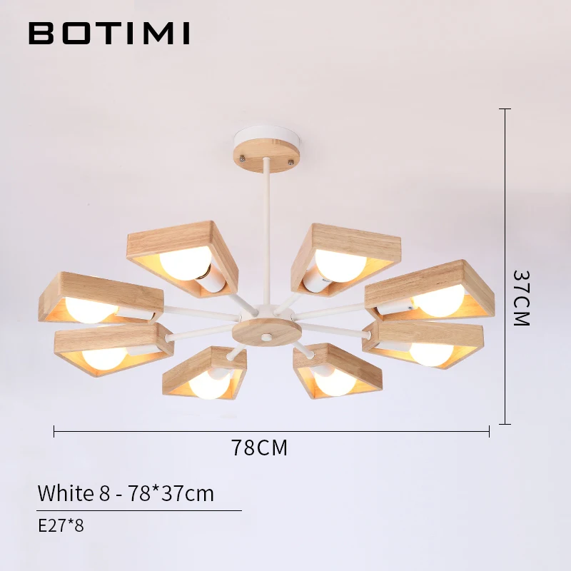 BOTIMI Lustre деревянная люстра Lustres para sala de jantar E27 светодиодный регулируемый подвесной светильник деревянная столовая осветительная арматура - Цвет абажура: 8 Light