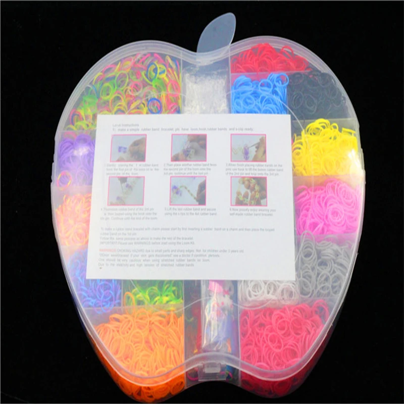 6000pcs Lacing Rubber Loom DIY Weaving Box elastic bands for weaving bracelets Braid set Handicraft Bracelet Kit Kids Toy