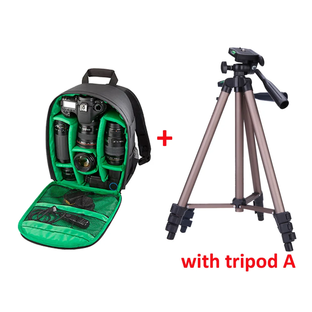 Green with Tripod A Сумка для камеры водонепроницаемый рюкзак для DSLR камеры для Canon Nikon sony DSLR камеры s объектив вспышки штатив другие аксессуары Новинка - Цвет: Green with Tripod A