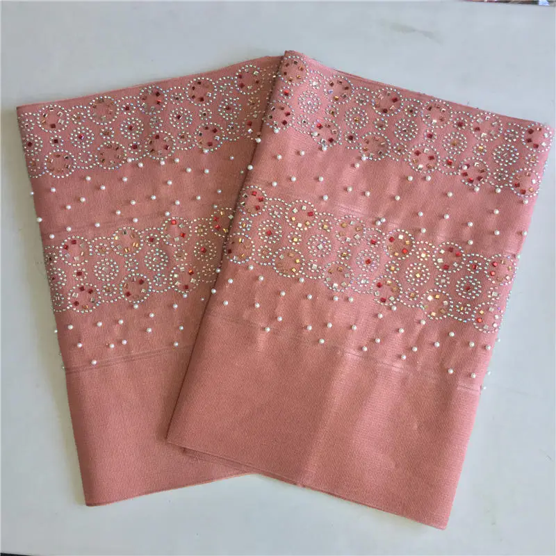 ASO OKE Heavy Quality Plain Color With Many Stones And Beads 2Pcs/Bag Free Shipping Nigeria Hijab Aso Oke Headtie 40 | Дом и сад