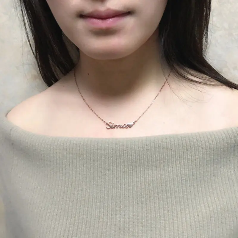 New Fashion Custom Name Heart Pendant Necklace Cursive Women Holiday Beach Statement Jewelry Handmade Birthday Gift | Украшения и