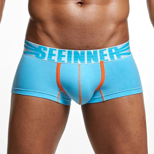 S747 sky blue Seeinner/25 стилей, Фирменное Сексуальное нижнее белье, боксеры с рисунком, мужские хлопковые трусы-боксеры, Calzoncillos Hombre, мужское нижнее белье, шорты - Цвет: S747 sky blue