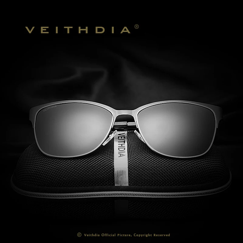 Мужские солнцезащитные очки VEITHDIA из нержавеющей стали с поляризационным