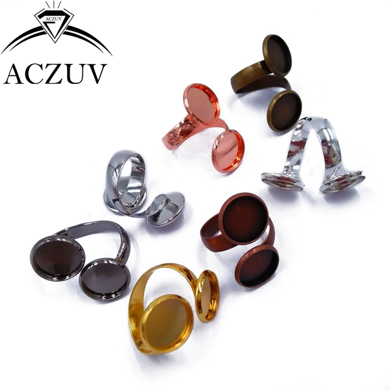 Оптовая продажа 200 шт Круглый двойной ободок кольцо Кабошон Базовые настройки