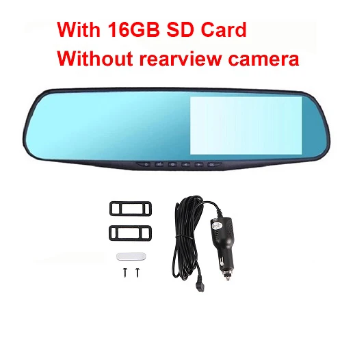 With 16G TF Card Full HD Автомобильный видеорегистратор 4,3 1080P дюймов Автомобильная камера с двумя объективами видеорегистратор ночное видение g-сенсор регистратор видеорегистратор dvr - Название цвета: With 16G TF Card