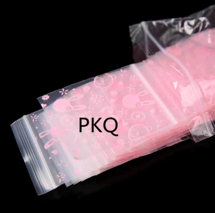 Пластиковая мини сумка на молнии с милым розовым Кроликом 7 размеров 5х7 см для