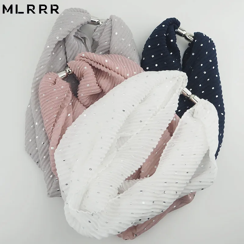 MLRRR новый модный мятый яркий женский шарф нагрудник с пряжкой (серый розовый