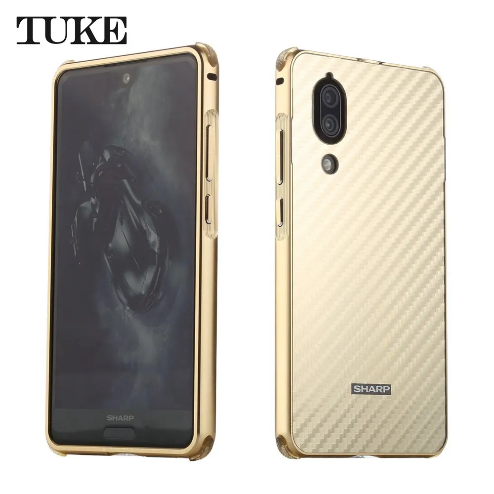 Золотой TUKE для SHARP AQUOS S2 Para Coque металлический алюминиевый бампер+ матовый чехол 2 в 1 из углеродного волокна для Xiaomi MI6 Funda - Цвет: Золотой