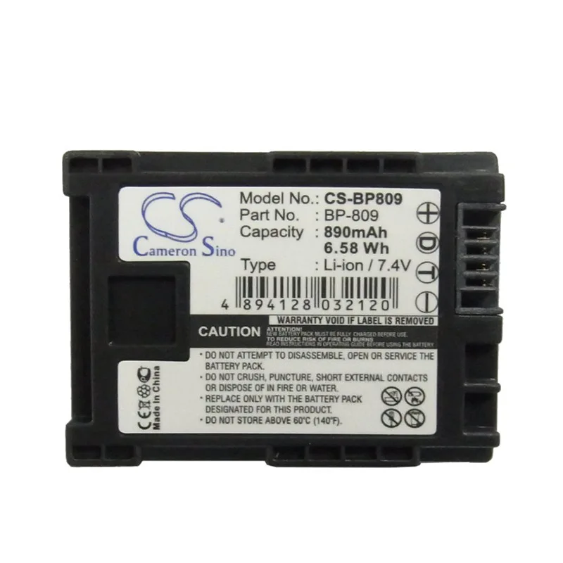 Аккумулятор Cameron Sino 890 мАч для CANON BP-809 фотокамера VIXIA HF M30/31/32 S20 FS11 HG20 XA25 HFS30 BP-809/B |