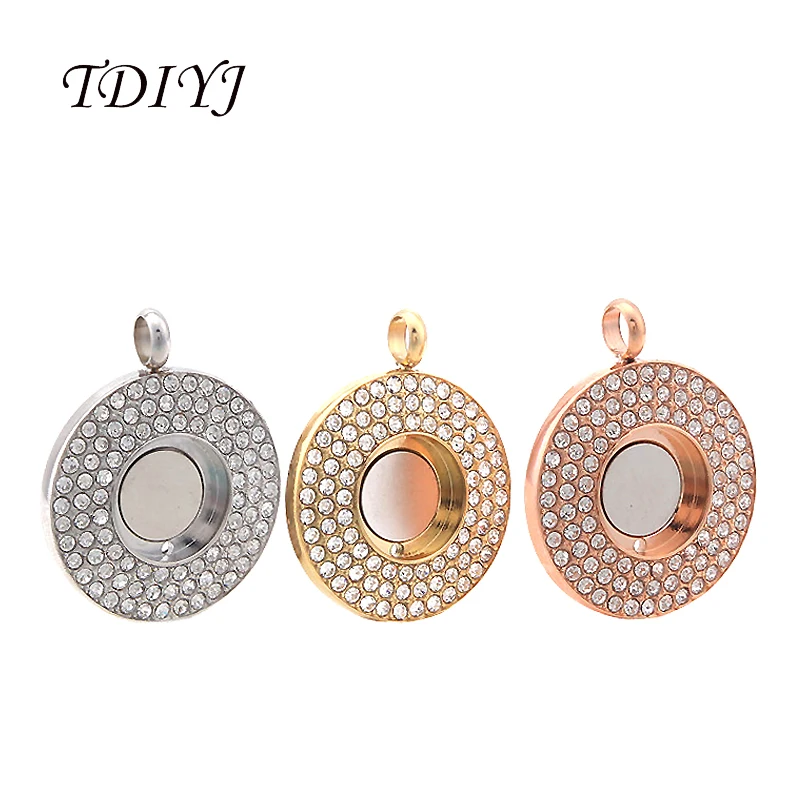 

TDIYJ 6Pcs New 2.5CM*3CM My Coin Stainless Steel Three Layers Crystals Magnetic Stone Coin Disc Pendant fit for 12MM Small Coins