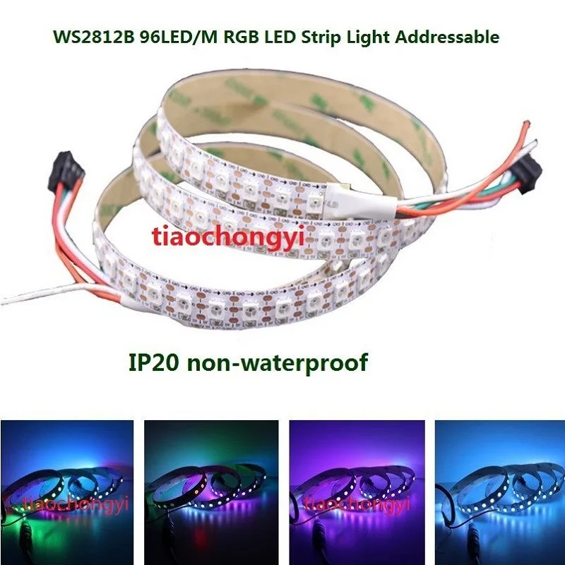 

1M WS2812B WS2812 RGB LED Strip 96Led Individual Addressable 5V white PCB IP20