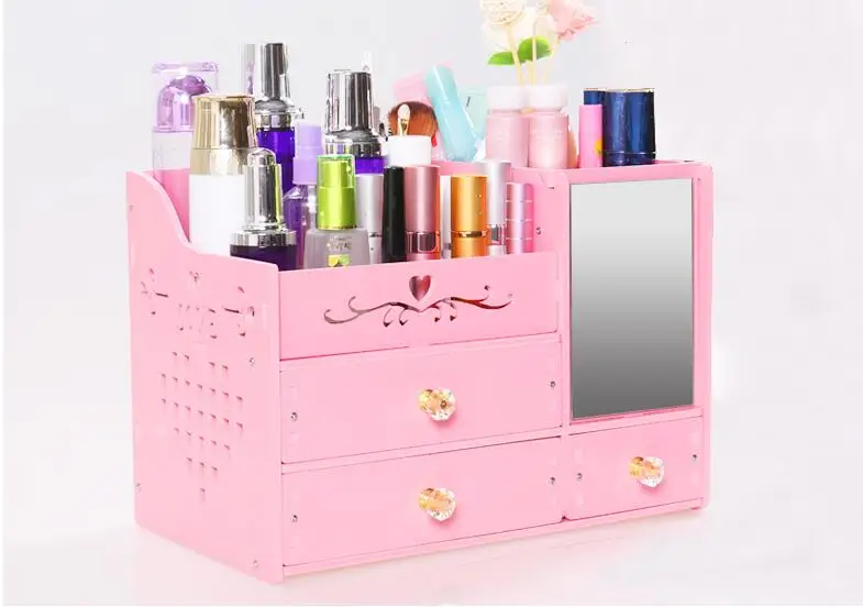 

Cosmetics boxes desktop dresser with mirror creative shelf