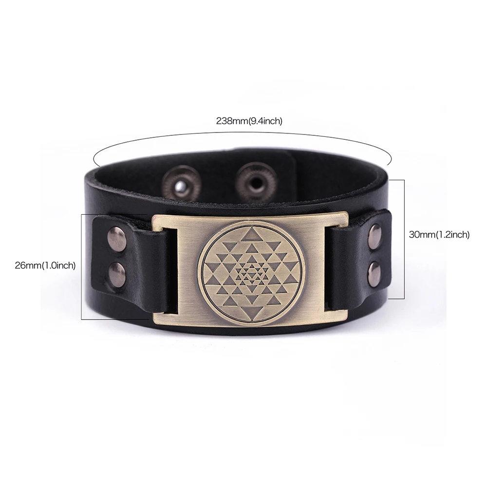Dawapara браслет для йоги Sri Yantra Религиозный черный кожаный Pulseira Feminina Женская мода