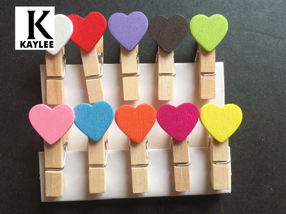 120 шт. деревянные зажимы в форме сердца красочные прищепки для фотобумаги булавки