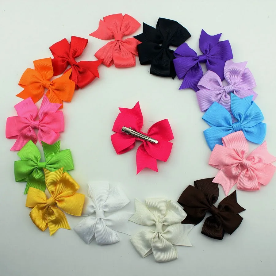 

2015 Ribbon Baby Korean Boutique Hair Bows with Clips Fashion Hair Clips for Girl Hair 15 color Woman Hair pins 30pcs/lot