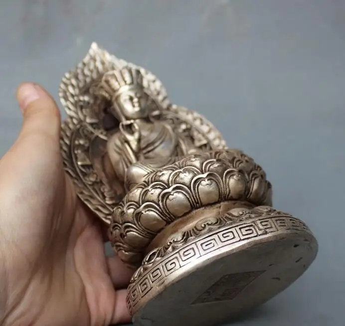 Тибетский серебряный DiZang Jizo King Ksitigarbha Bodhisattva статуя Будды|statue woman|buddha statue bronzebuddha wood
